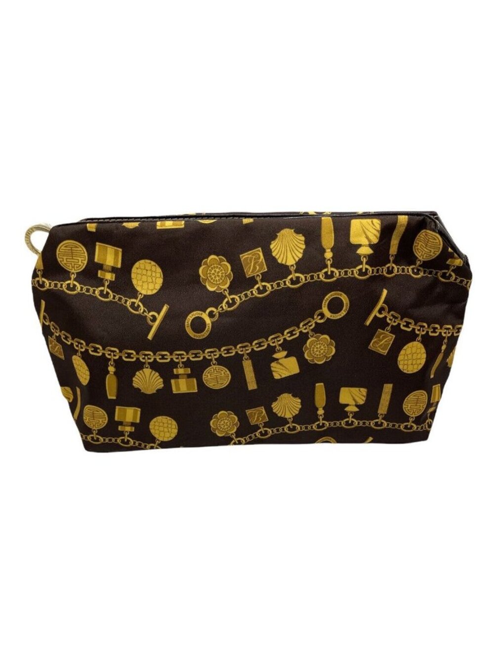 Estee Lauder Brown and Gold Cosmetic Makeup Bag New ~ Gold Chain Bracelet Design
